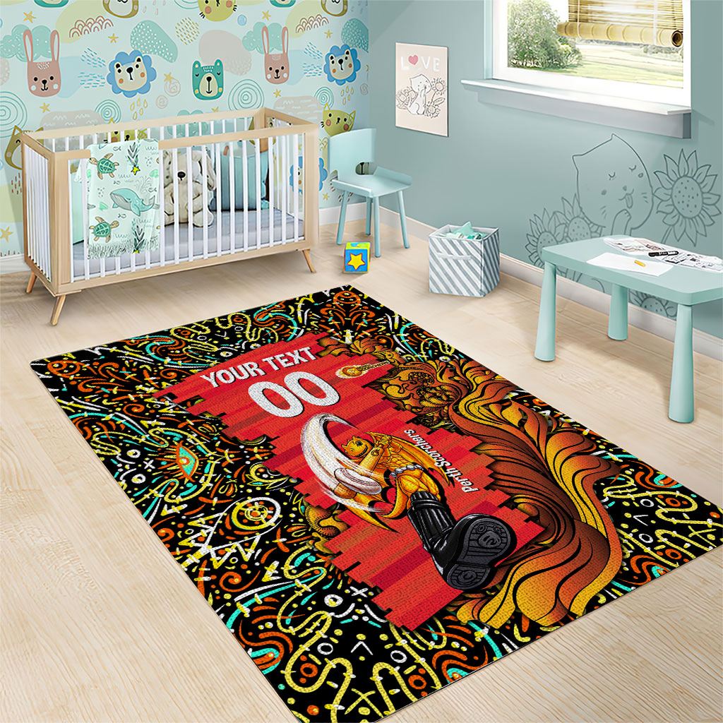 Personalized Perth Scorchers Cricket Area Rug Hippie Psychedelic Pattern Vibrant Mandala Art Style