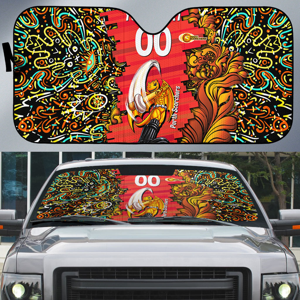 Personalized Perth Scorchers Cricket Auto Sun Shade Hippie Psychedelic Pattern Vibrant Mandala Art Style