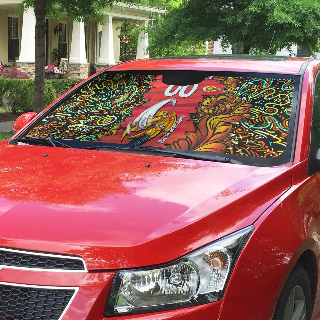 Personalized Perth Scorchers Cricket Auto Sun Shade Hippie Psychedelic Pattern Vibrant Mandala Art Style