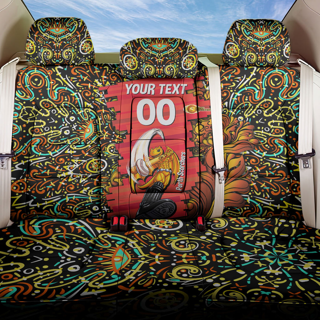Personalized Perth Scorchers Cricket Back Car Seat Cover Hippie Psychedelic Pattern Vibrant Mandala Art Style