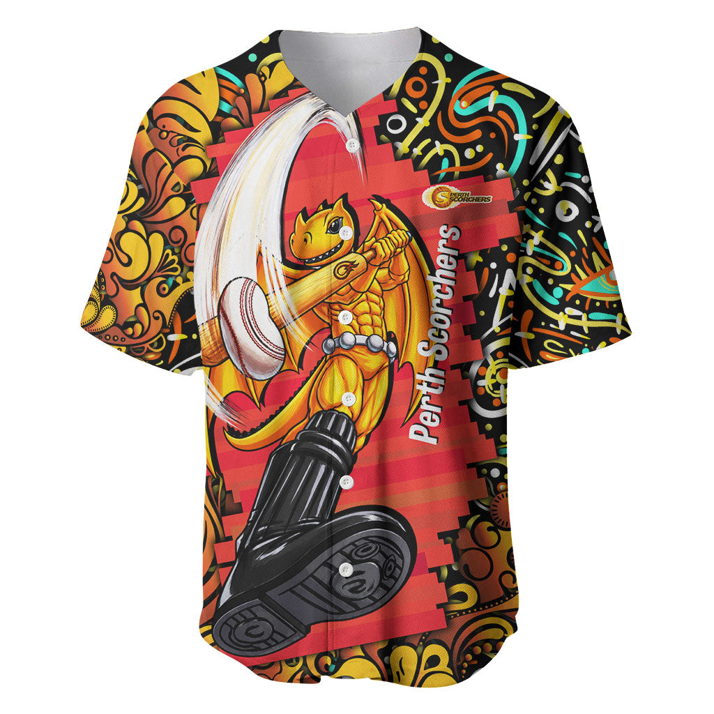 Personalized Perth Scorchers Cricket Baseball Jersey Hippie Psychedelic Pattern Vibrant Mandala Art Style