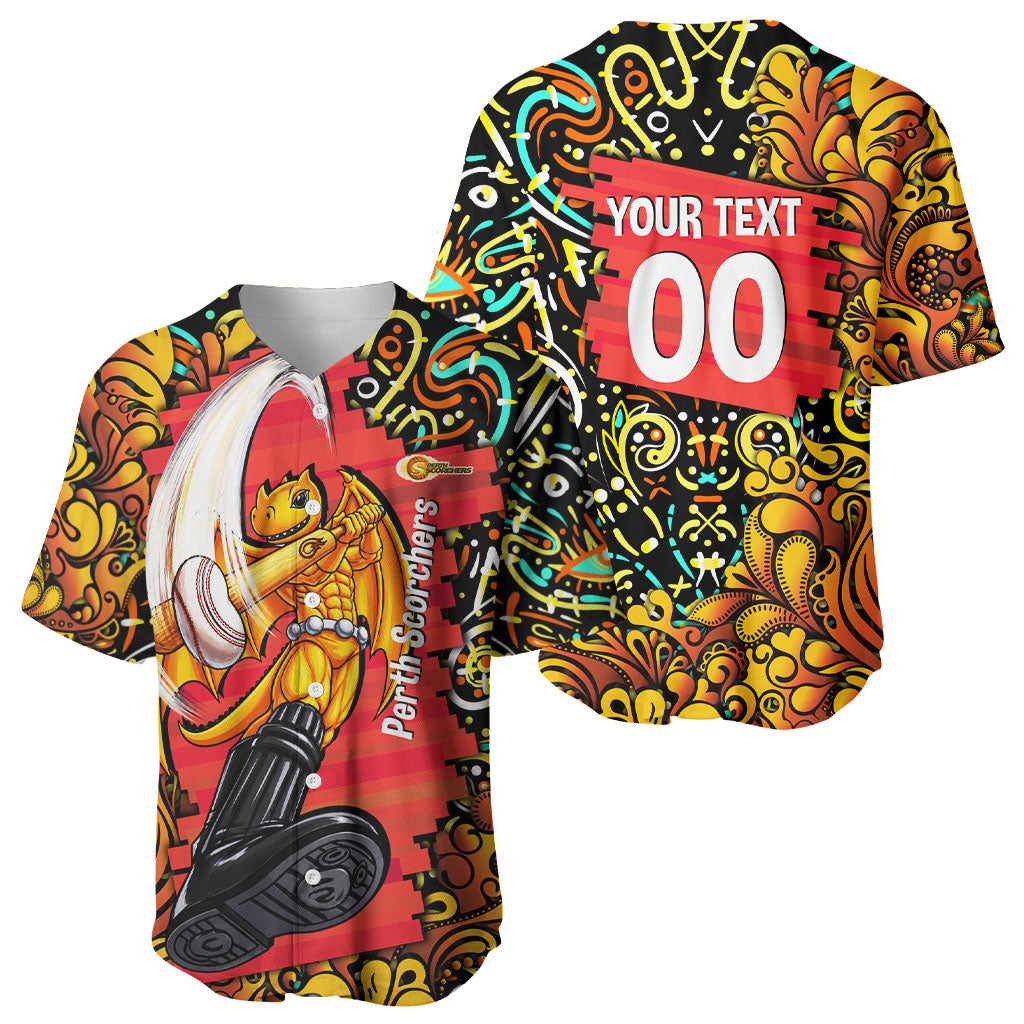 Personalized Perth Scorchers Cricket Baseball Jersey Hippie Psychedelic Pattern Vibrant Mandala Art Style