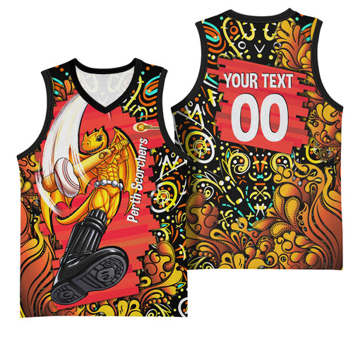 Personalized Perth Scorchers Cricket Basketball Jersey Hippie Psychedelic Pattern Vibrant Mandala Art Style