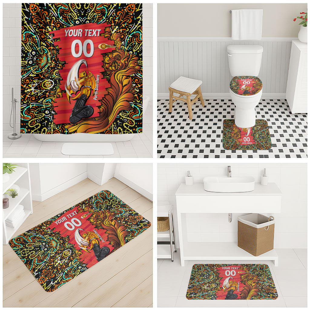 Personalized Perth Scorchers Cricket Bathroom Set Hippie Psychedelic Pattern Vibrant Mandala Art Style