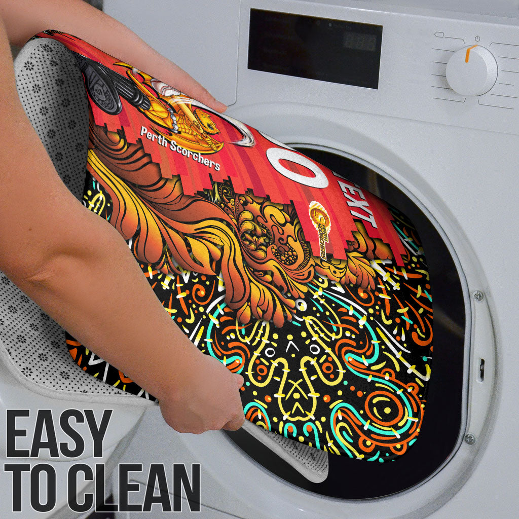 Personalized Perth Scorchers Cricket Bathroom Set Hippie Psychedelic Pattern Vibrant Mandala Art Style