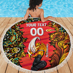 Personalized Perth Scorchers Cricket Beach Blanket Hippie Psychedelic Pattern Vibrant Mandala Art Style