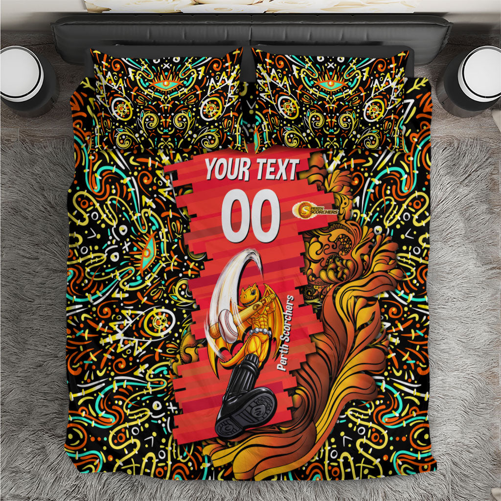 Personalized Perth Scorchers Cricket Bedding Set Hippie Psychedelic Pattern Vibrant Mandala Art Style