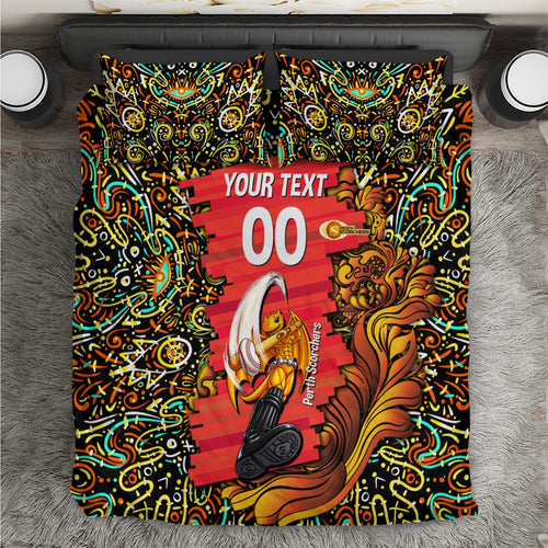 Personalized Perth Scorchers Cricket Bedding Set Hippie Psychedelic Pattern Vibrant Mandala Art Style