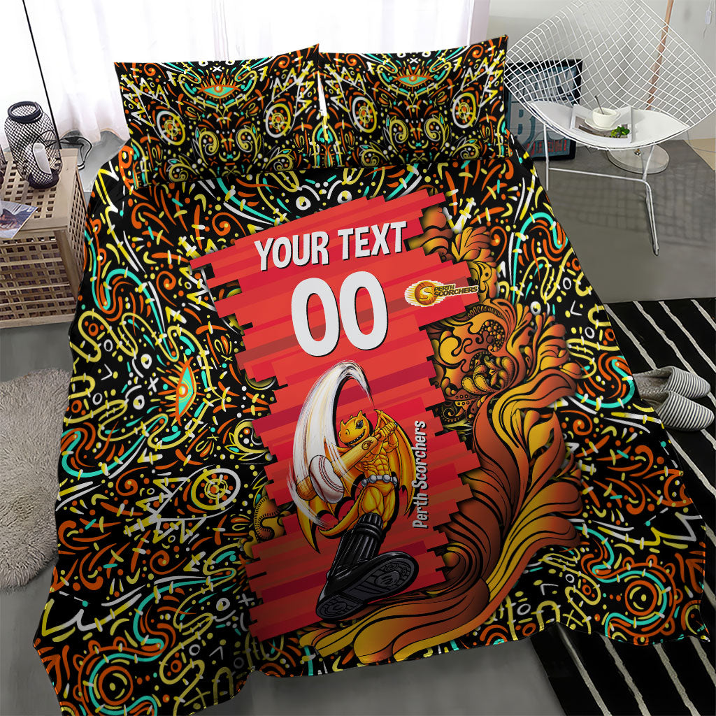 Personalized Perth Scorchers Cricket Bedding Set Hippie Psychedelic Pattern Vibrant Mandala Art Style
