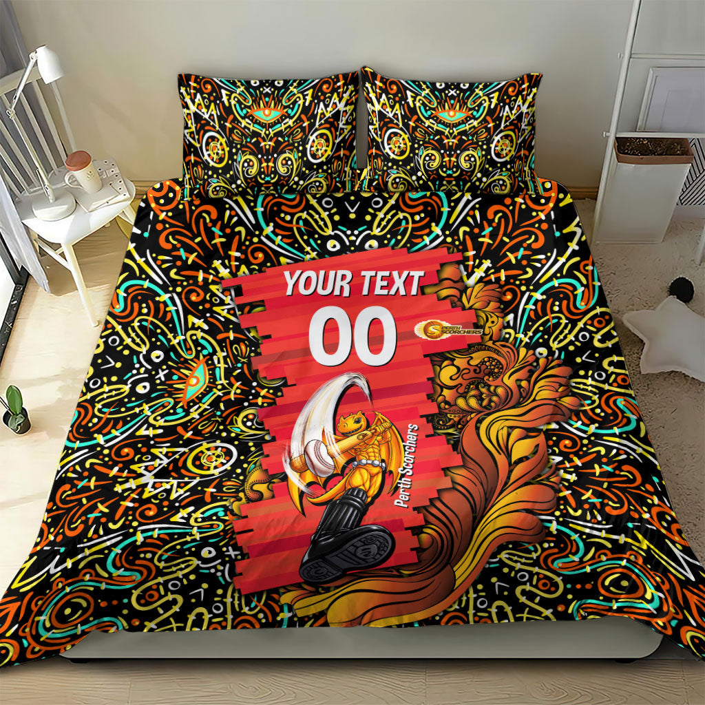 Personalized Perth Scorchers Cricket Bedding Set Hippie Psychedelic Pattern Vibrant Mandala Art Style