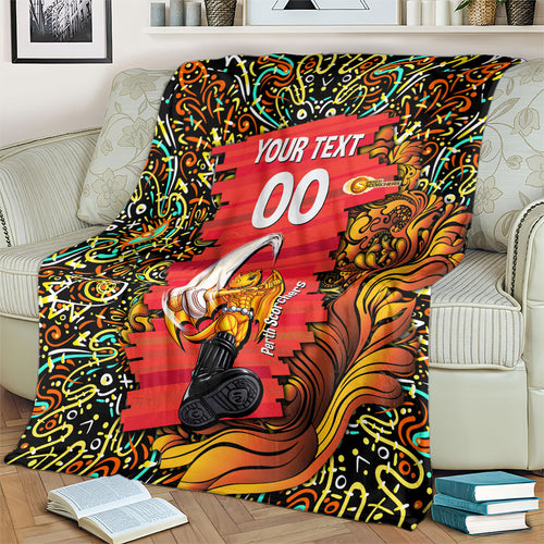Personalized Perth Scorchers Cricket Blanket Hippie Psychedelic Pattern Vibrant Mandala Art Style