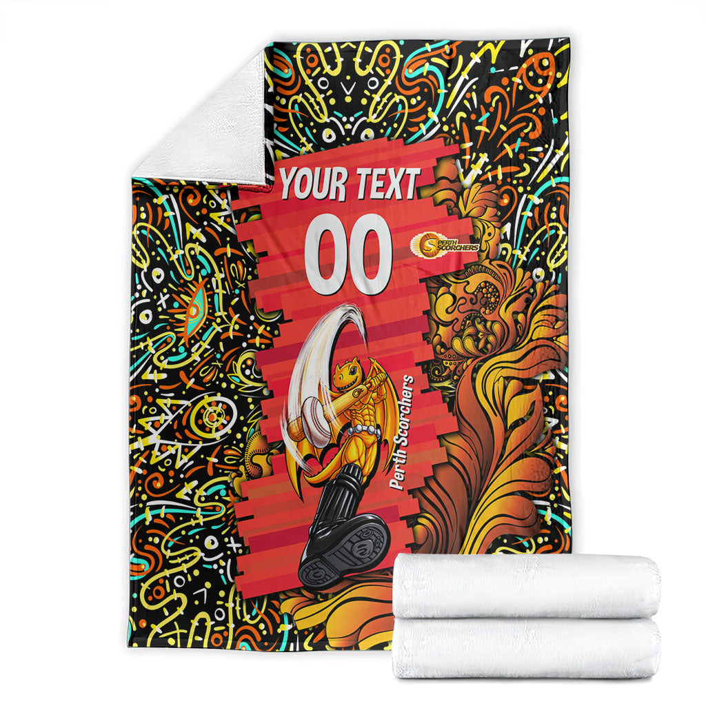 Personalized Perth Scorchers Cricket Blanket Hippie Psychedelic Pattern Vibrant Mandala Art Style