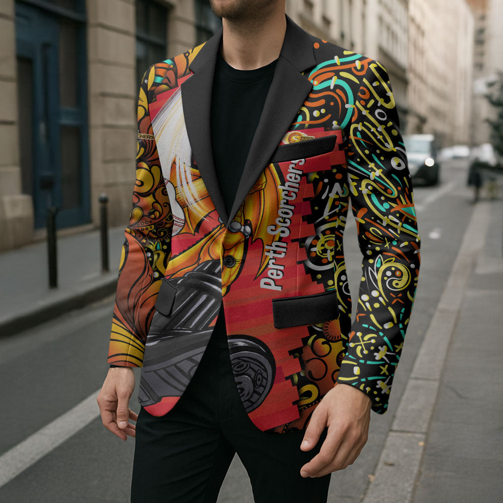 Personalized Perth Scorchers Cricket Blazer Hippie Psychedelic Pattern Vibrant Mandala Art Style