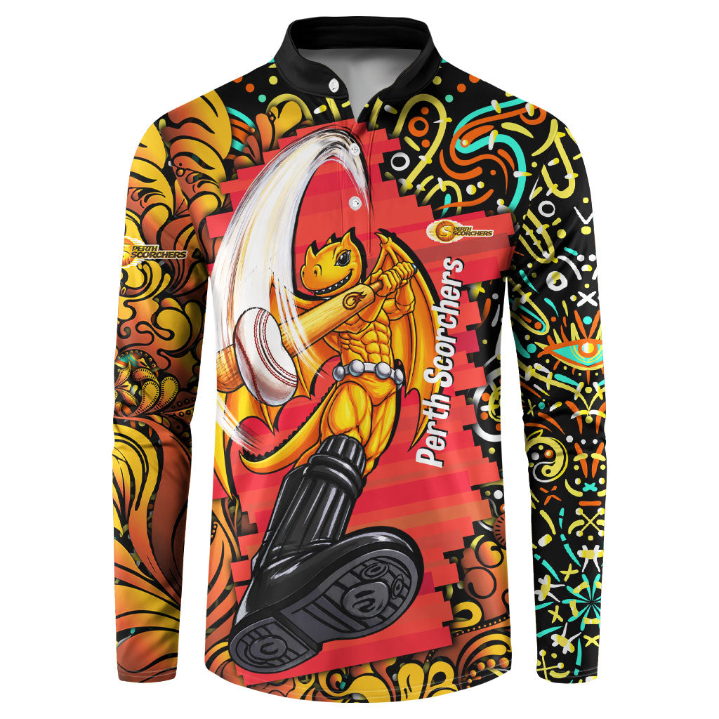 Personalized Perth Scorchers Cricket Button Sweatshirt Hippie Psychedelic Pattern Vibrant Mandala Art Style