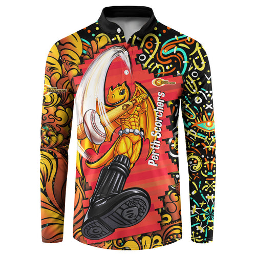 Personalized Perth Scorchers Cricket Button Sweatshirt Hippie Psychedelic Pattern Vibrant Mandala Art Style