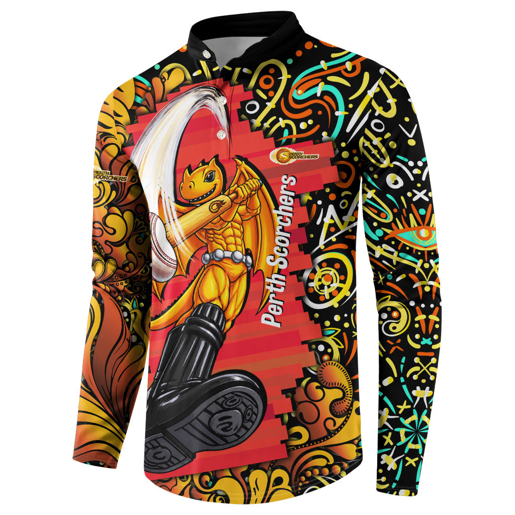 Personalized Perth Scorchers Cricket Button Sweatshirt Hippie Psychedelic Pattern Vibrant Mandala Art Style