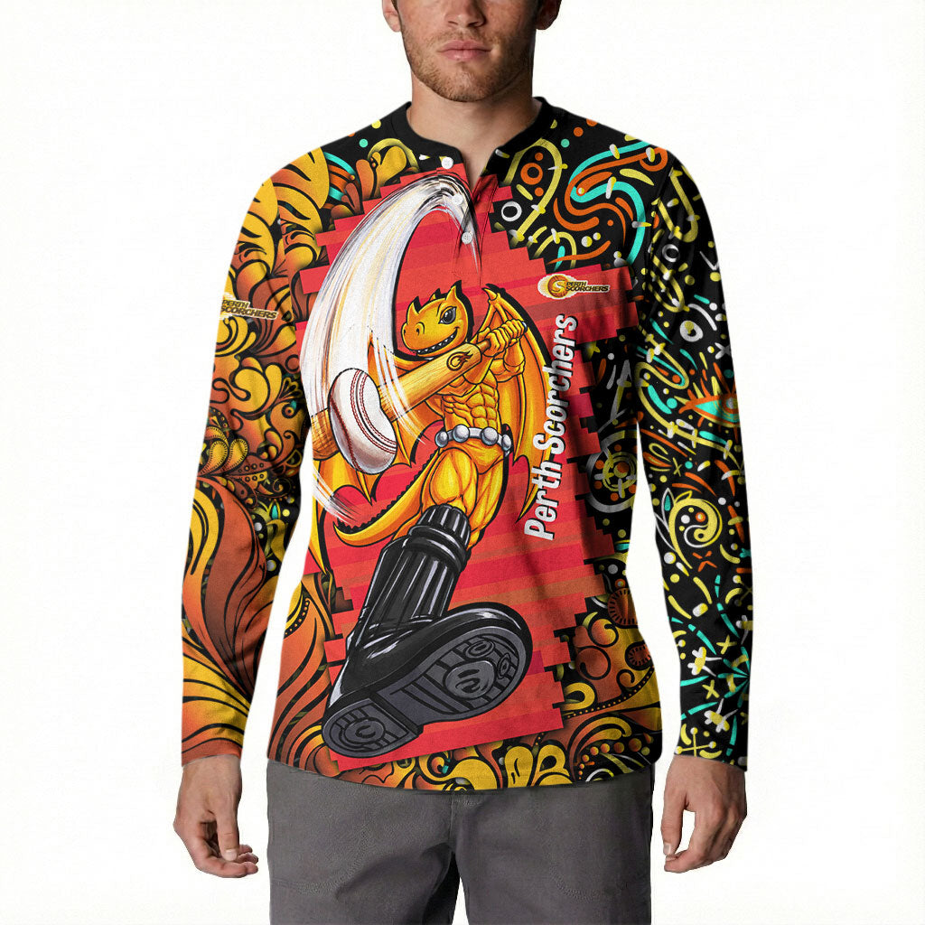 Personalized Perth Scorchers Cricket Button Sweatshirt Hippie Psychedelic Pattern Vibrant Mandala Art Style