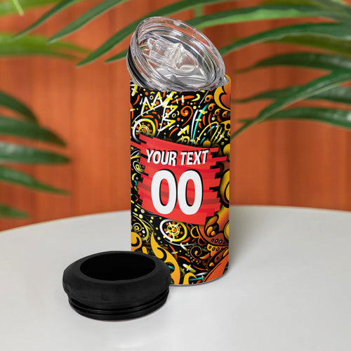 Personalized Perth Scorchers Cricket 4 in 1 Can Cooler Tumbler Hippie Psychedelic Pattern Vibrant Mandala Art Style
