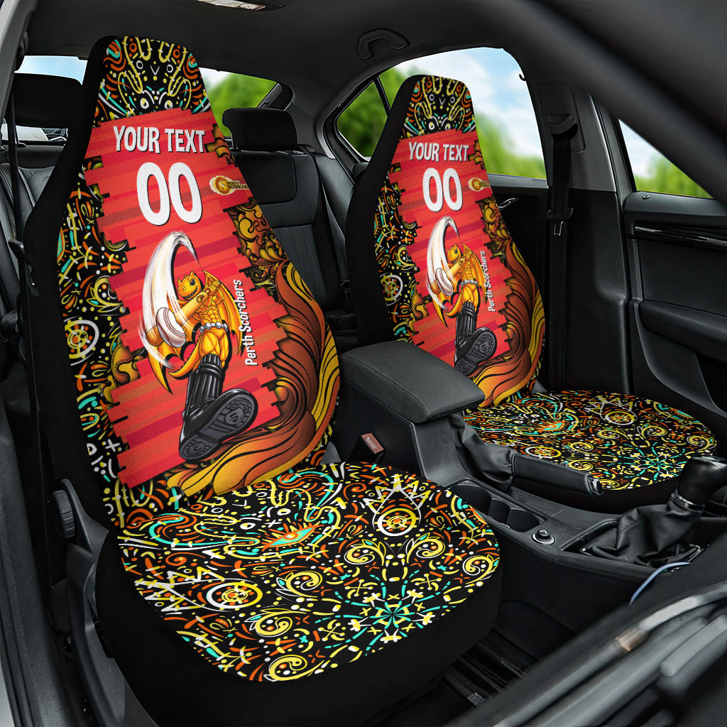 Personalized Perth Scorchers Cricket Car Seat Cover Hippie Psychedelic Pattern Vibrant Mandala Art Style