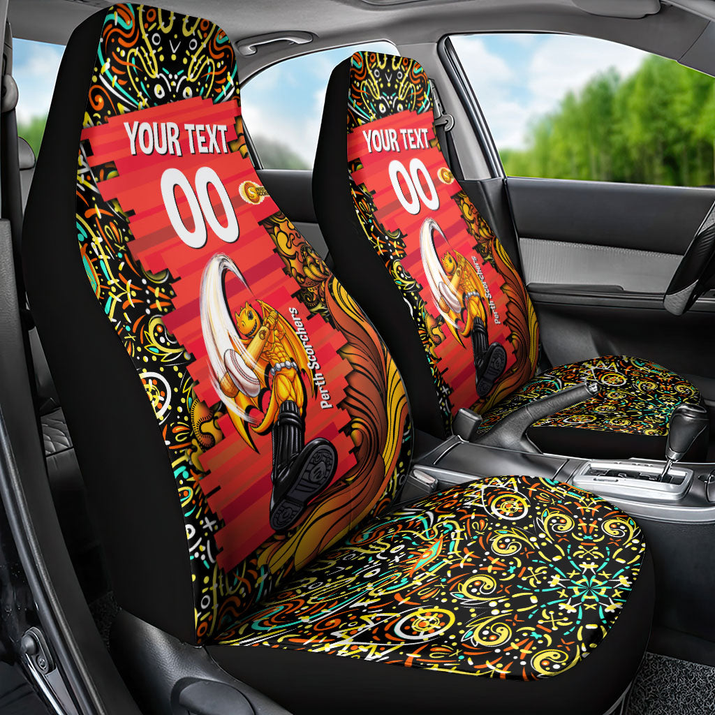 Personalized Perth Scorchers Cricket Car Seat Cover Hippie Psychedelic Pattern Vibrant Mandala Art Style