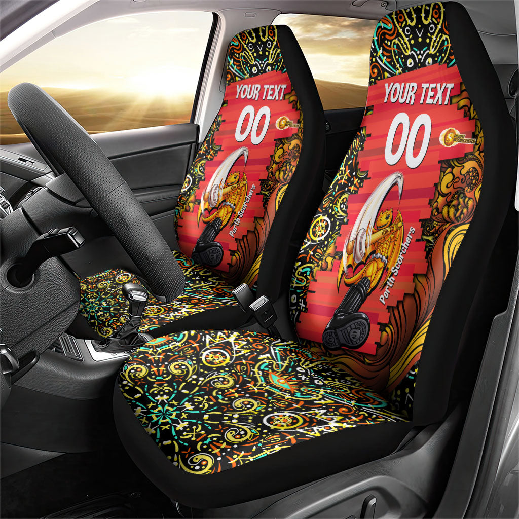 Personalized Perth Scorchers Cricket Car Seat Cover Hippie Psychedelic Pattern Vibrant Mandala Art Style