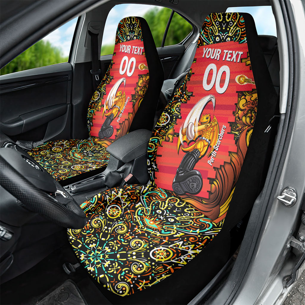 Personalized Perth Scorchers Cricket Car Seat Cover Hippie Psychedelic Pattern Vibrant Mandala Art Style