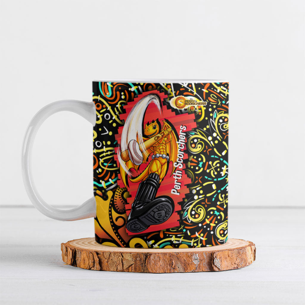 Personalized Perth Scorchers Cricket Ceramic Mug Hippie Psychedelic Pattern Vibrant Mandala Art Style