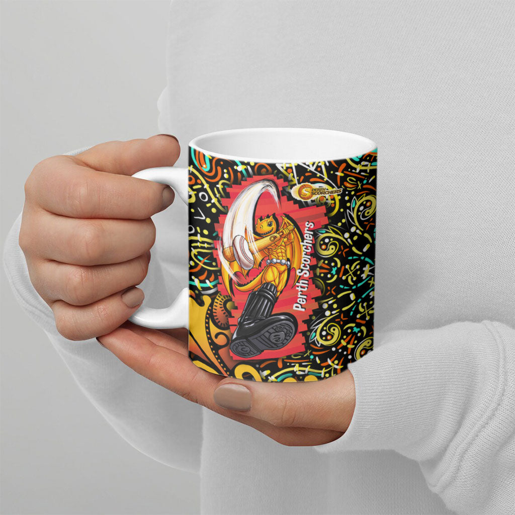 Personalized Perth Scorchers Cricket Ceramic Mug Hippie Psychedelic Pattern Vibrant Mandala Art Style