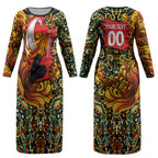 Personalized Perth Scorchers Cricket Couples Matching Long Sleeve Bodycon Dress and Hawaiian Shirt Hippie Psychedelic Pattern Vibrant Mandala Art Style