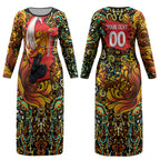 Personalized Perth Scorchers Cricket Couples Matching Long Sleeve Bodycon Dress and Long Sleeve Button Shirt Hippie Psychedelic Pattern Vibrant Mandala Art Style
