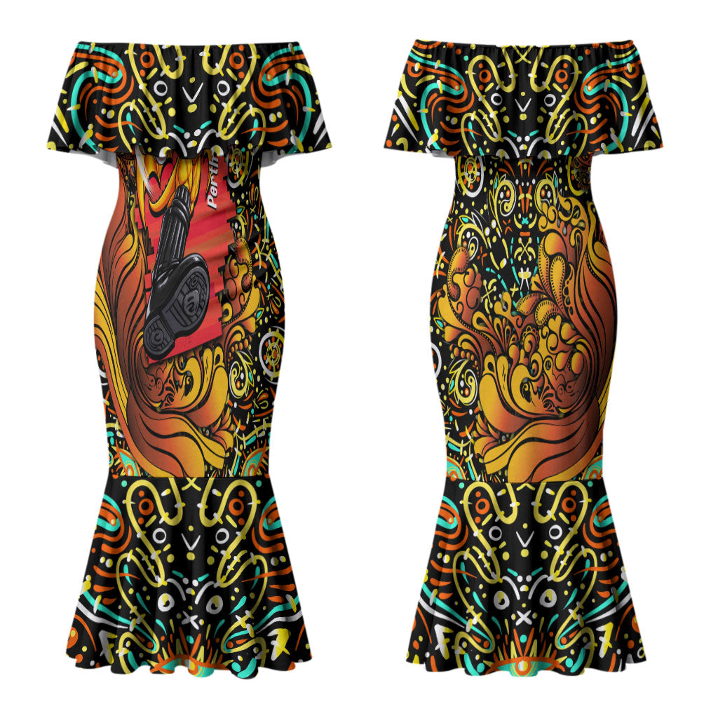 Personalized Perth Scorchers Cricket Couples Matching Mermaid Dress and Hawaiian Shirt Hippie Psychedelic Pattern Vibrant Mandala Art Style