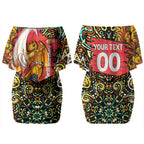 Personalized Perth Scorchers Cricket Couples Matching Off Shoulder Short Dress and Long Sleeve Button Shirt Hippie Psychedelic Pattern Vibrant Mandala Art Style
