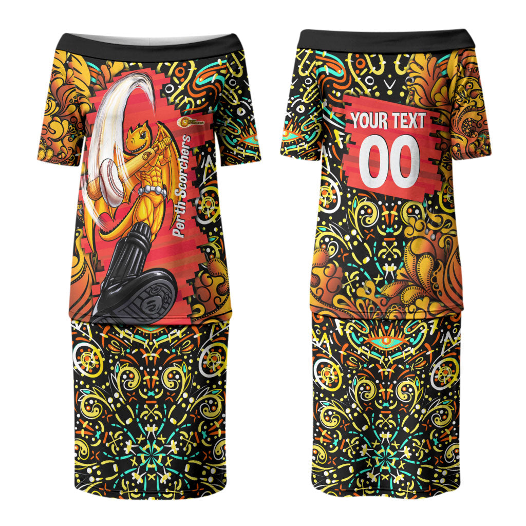 Personalized Perth Scorchers Cricket Couples Matching Puletasi and Hawaiian Shirt Hippie Psychedelic Pattern Vibrant Mandala Art Style