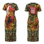 Personalized Perth Scorchers Cricket Couples Matching Short Sleeve Bodycon Dress and Hawaiian Shirt Hippie Psychedelic Pattern Vibrant Mandala Art Style