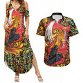 Personalized Perth Scorchers Cricket Couples Matching Summer Maxi Dress and Hawaiian Shirt Hippie Psychedelic Pattern Vibrant Mandala Art Style