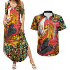 Personalized Perth Scorchers Cricket Couples Matching Summer Maxi Dress and Hawaiian Shirt Hippie Psychedelic Pattern Vibrant Mandala Art Style