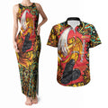 Personalized Perth Scorchers Cricket Couples Matching Tank Maxi Dress and Hawaiian Shirt Hippie Psychedelic Pattern Vibrant Mandala Art Style