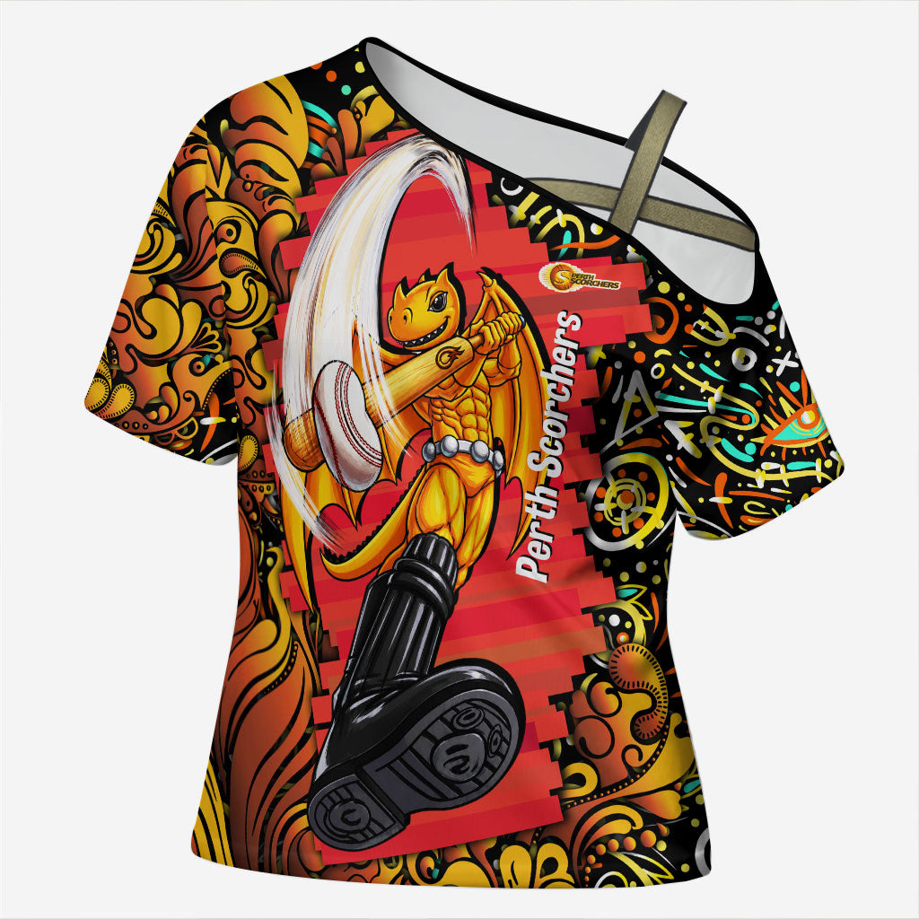 Personalized Perth Scorchers Cricket Cross Shoulder Shirt Hippie Psychedelic Pattern Vibrant Mandala Art Style