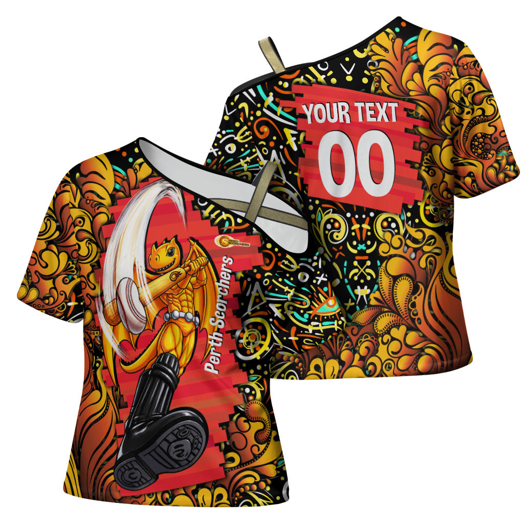 Personalized Perth Scorchers Cricket Cross Shoulder Shirt Hippie Psychedelic Pattern Vibrant Mandala Art Style