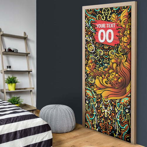 Personalized Perth Scorchers Cricket Door Cover Hippie Psychedelic Pattern Vibrant Mandala Art Style