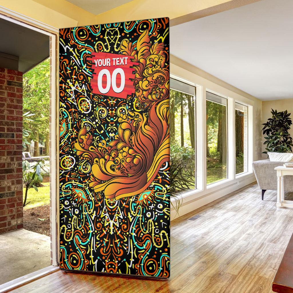 Personalized Perth Scorchers Cricket Door Cover Hippie Psychedelic Pattern Vibrant Mandala Art Style