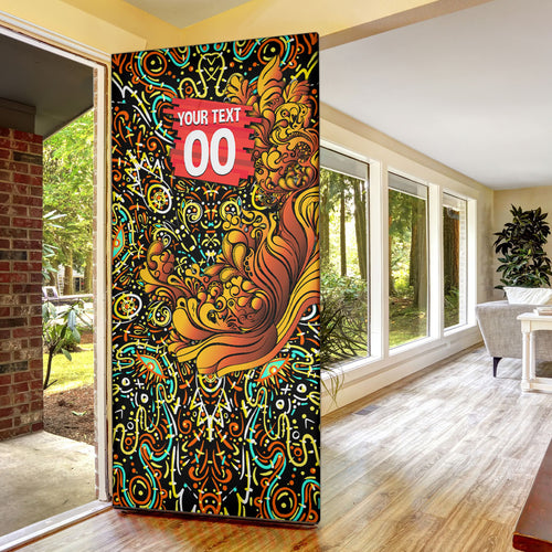 Personalized Perth Scorchers Cricket Door Cover Hippie Psychedelic Pattern Vibrant Mandala Art Style