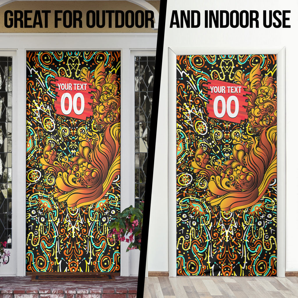 Personalized Perth Scorchers Cricket Door Cover Hippie Psychedelic Pattern Vibrant Mandala Art Style