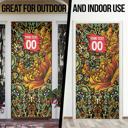 Personalized Perth Scorchers Cricket Door Cover Hippie Psychedelic Pattern Vibrant Mandala Art Style