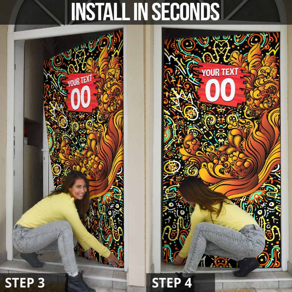 Personalized Perth Scorchers Cricket Door Cover Hippie Psychedelic Pattern Vibrant Mandala Art Style