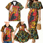 Personalized Perth Scorchers Cricket Family Matching Mermaid Dress and Hawaiian Shirt Hippie Psychedelic Pattern Vibrant Mandala Art Style