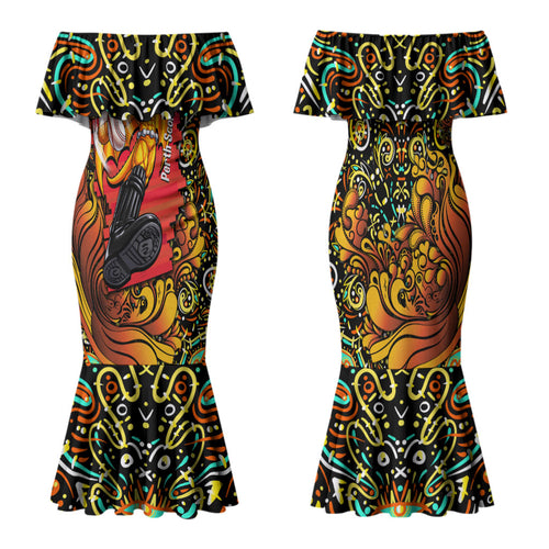 Personalized Perth Scorchers Cricket Family Matching Mermaid Dress and Hawaiian Shirt Hippie Psychedelic Pattern Vibrant Mandala Art Style