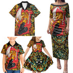 Personalized Perth Scorchers Cricket Family Matching Puletasi and Hawaiian Shirt Hippie Psychedelic Pattern Vibrant Mandala Art Style
