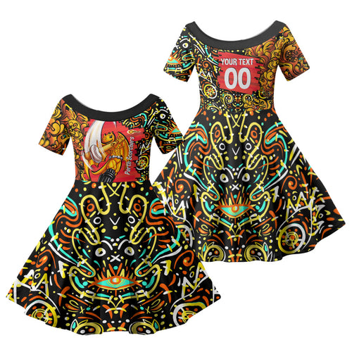 Personalized Perth Scorchers Cricket Family Matching Puletasi and Hawaiian Shirt Hippie Psychedelic Pattern Vibrant Mandala Art Style