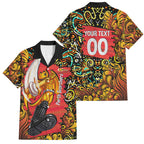 Personalized Perth Scorchers Cricket Family Matching Short Sleeve Bodycon Dress and Hawaiian Shirt Hippie Psychedelic Pattern Vibrant Mandala Art Style